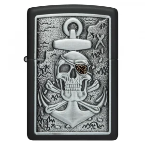 Fosforera Zippo Skull Anchor Emblem Design